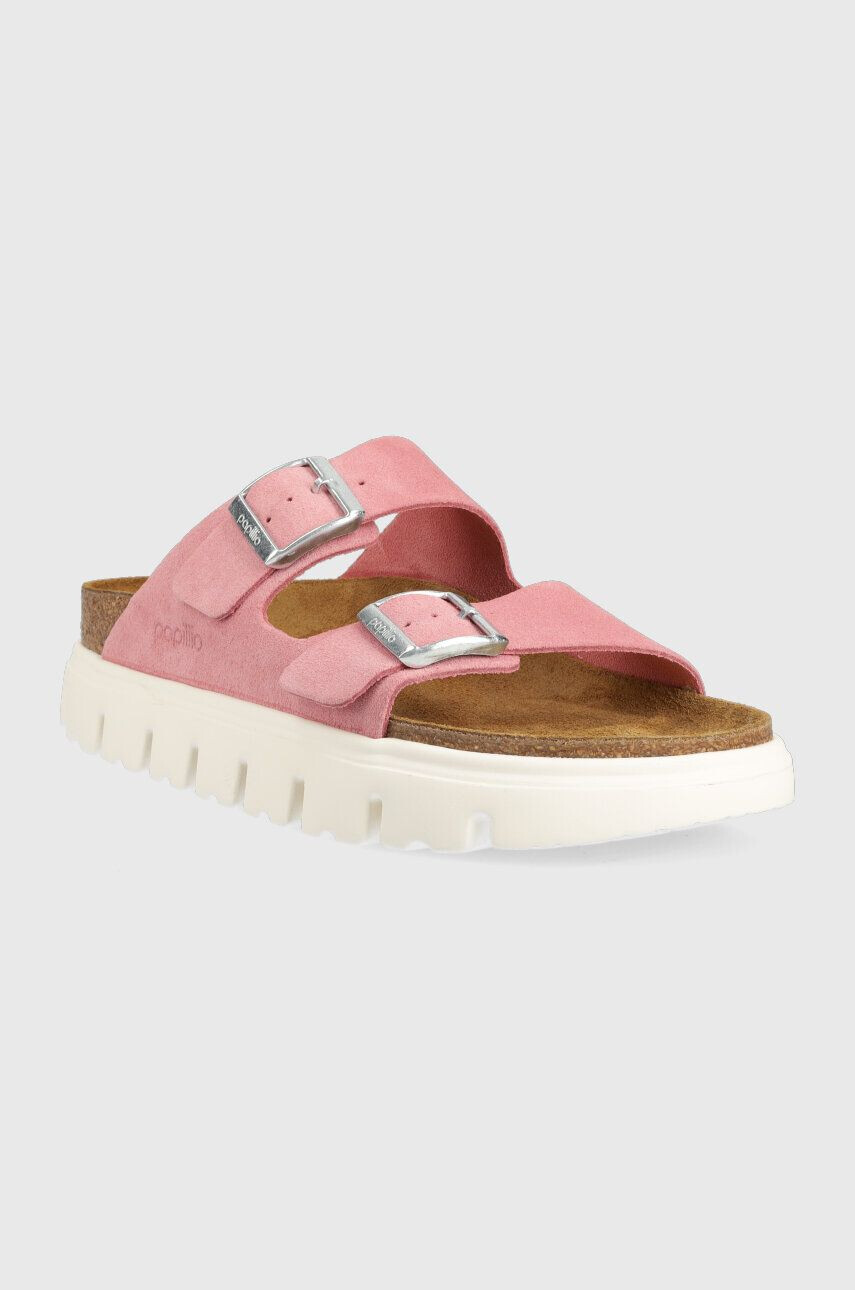 Birkenstock papuci din piele X PAPILLIO Arizona Chunky femei culoarea roz 1025291 - Pled.ro