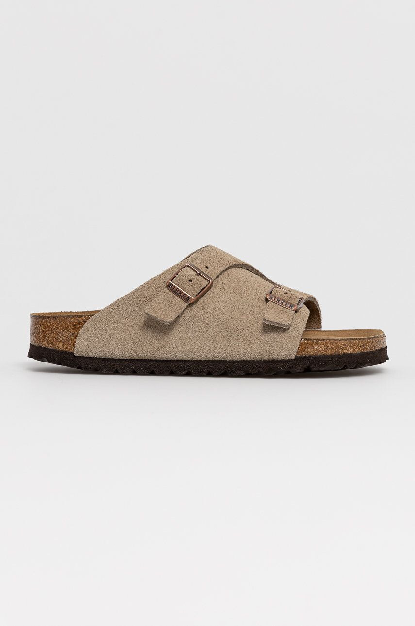 Birkenstock Papuci din piele femei culoarea bej - Pled.ro