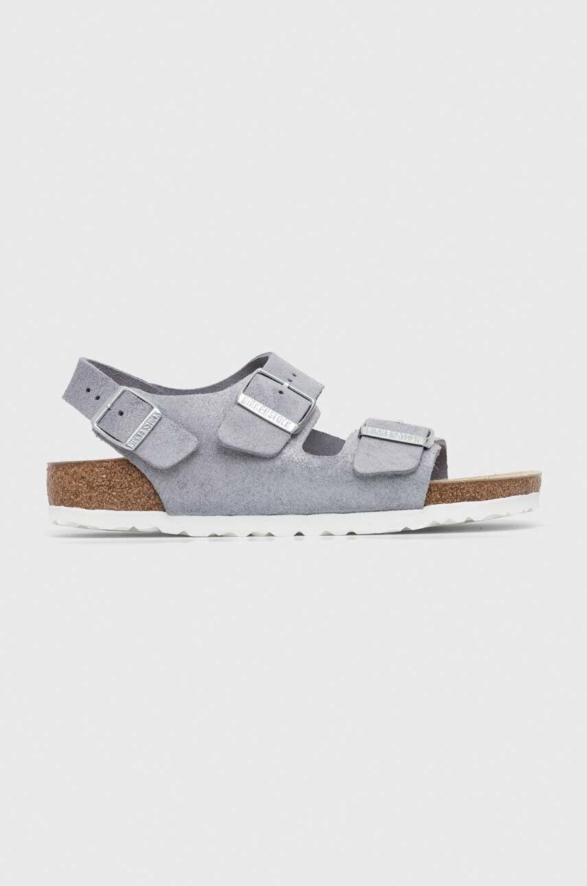 Birkenstock sandale din piele intoarsa Milano Suede femei culoarea argintiu 1024233 - Pled.ro