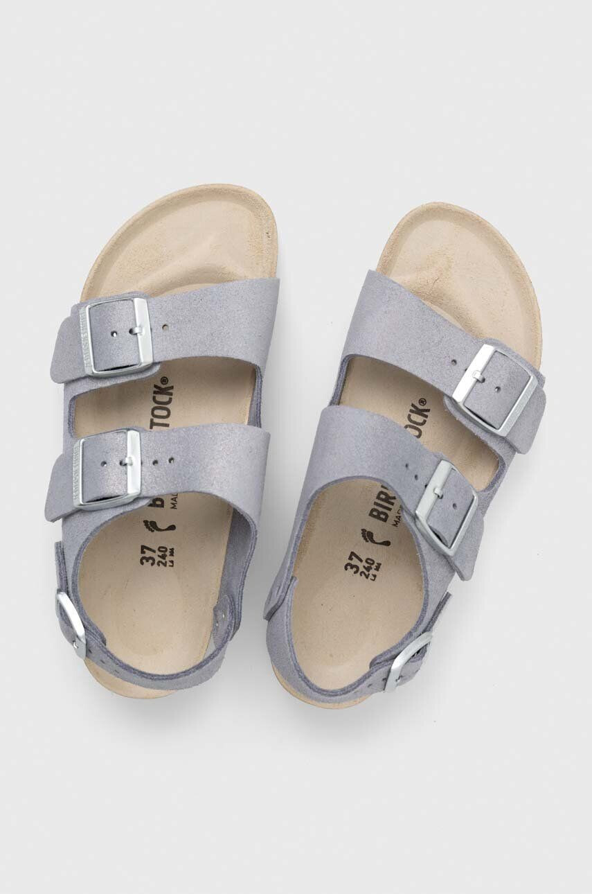 Birkenstock sandale din piele intoarsa Milano Suede femei culoarea argintiu 1024233 - Pled.ro