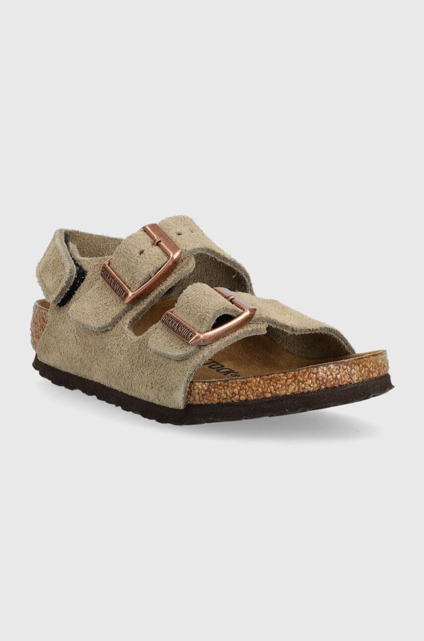 Birkenstock sandale din piele intoarsa pentru copii Milano culoarea bej - Pled.ro