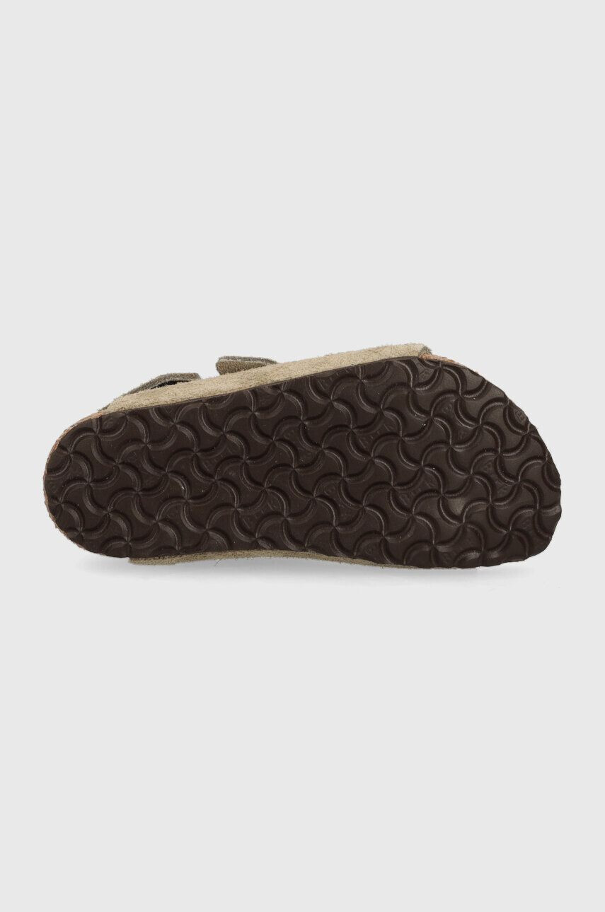 Birkenstock sandale din piele intoarsa pentru copii Milano culoarea bej - Pled.ro