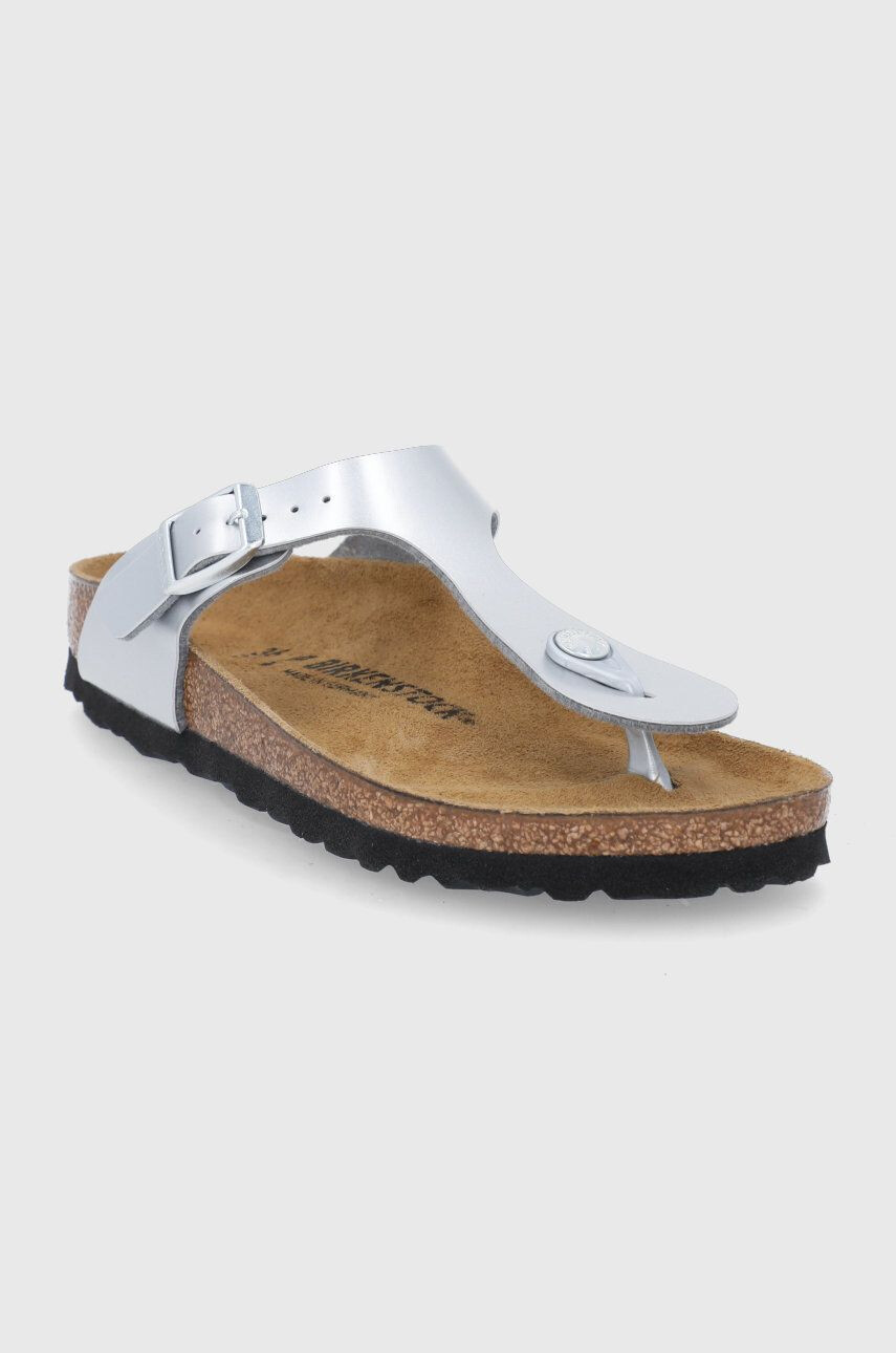 Birkenstock slapi copii culoarea argintiu - Pled.ro