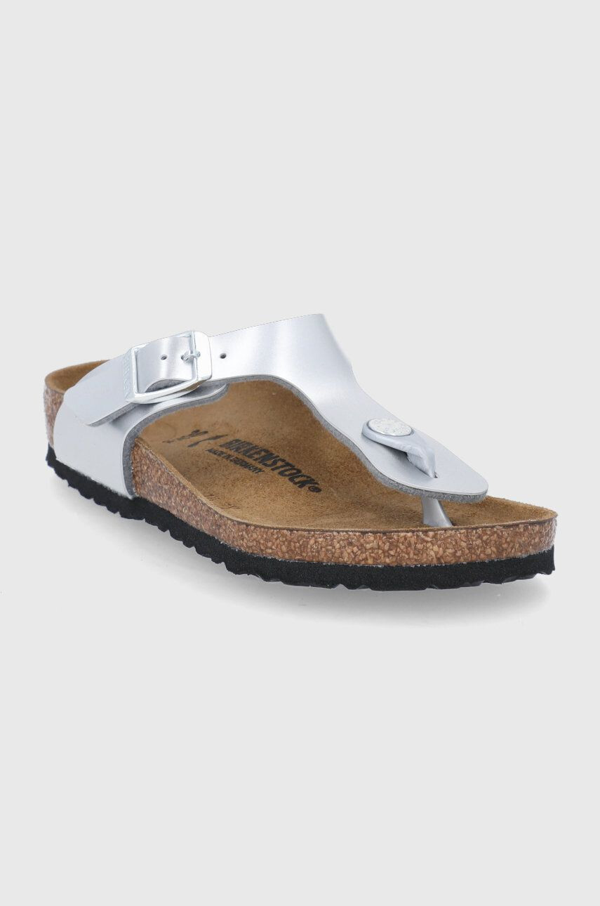 Birkenstock slapi copii culoarea argintiu - Pled.ro