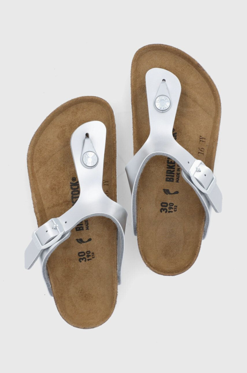 Birkenstock slapi copii culoarea argintiu - Pled.ro