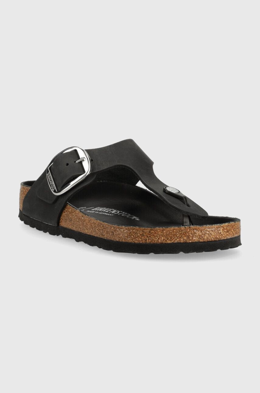 Birkenstock șlapi de piele femei culoarea negru cu toc plat 1023334-black - Pled.ro