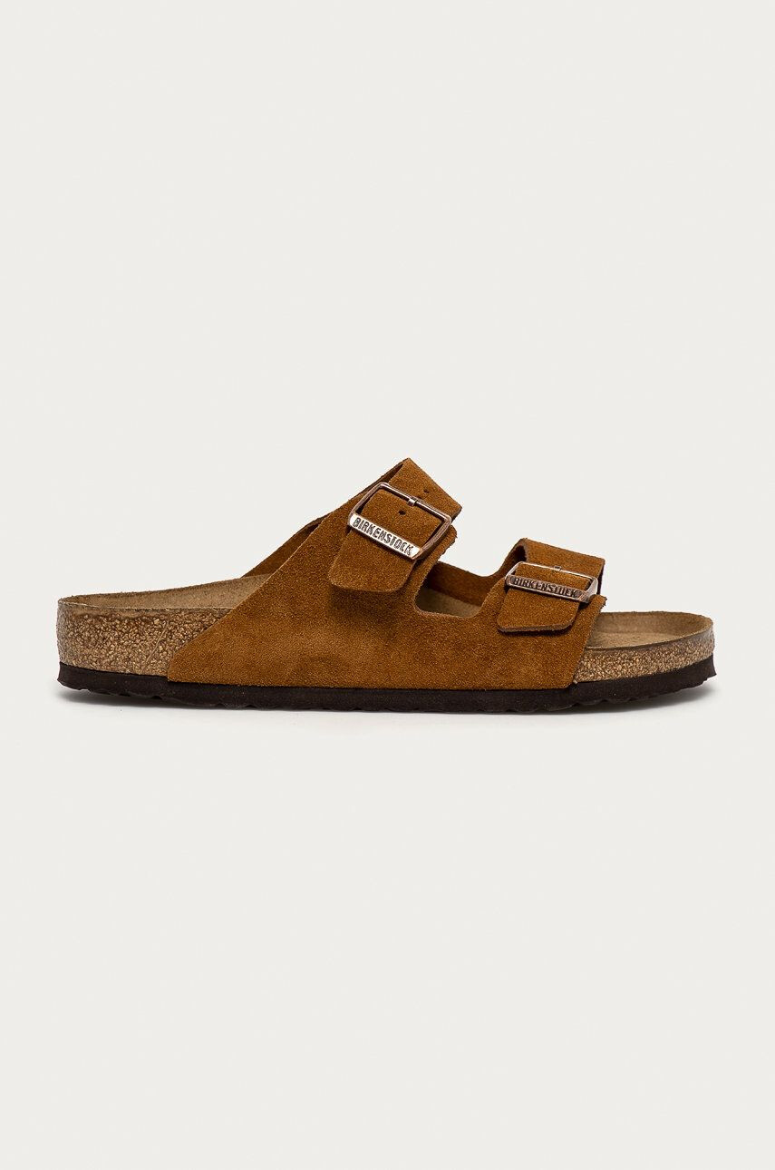 Birkenstock slapi de piele Arizona barbati culoarea maro 1009526 - Pled.ro