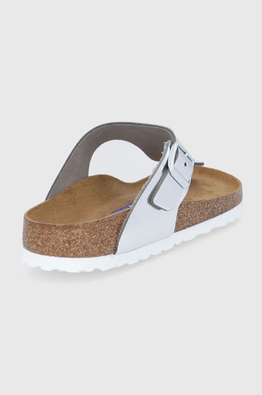 Birkenstock șlapi de piele Gizeh femei culoarea argintiu cu toc plat 1003675-Silver - Pled.ro