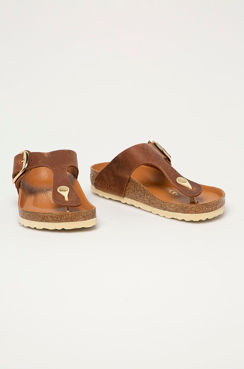 Birkenstock șlapi de piele Gizeh Big Buckle 1018745-Cognac - Pled.ro