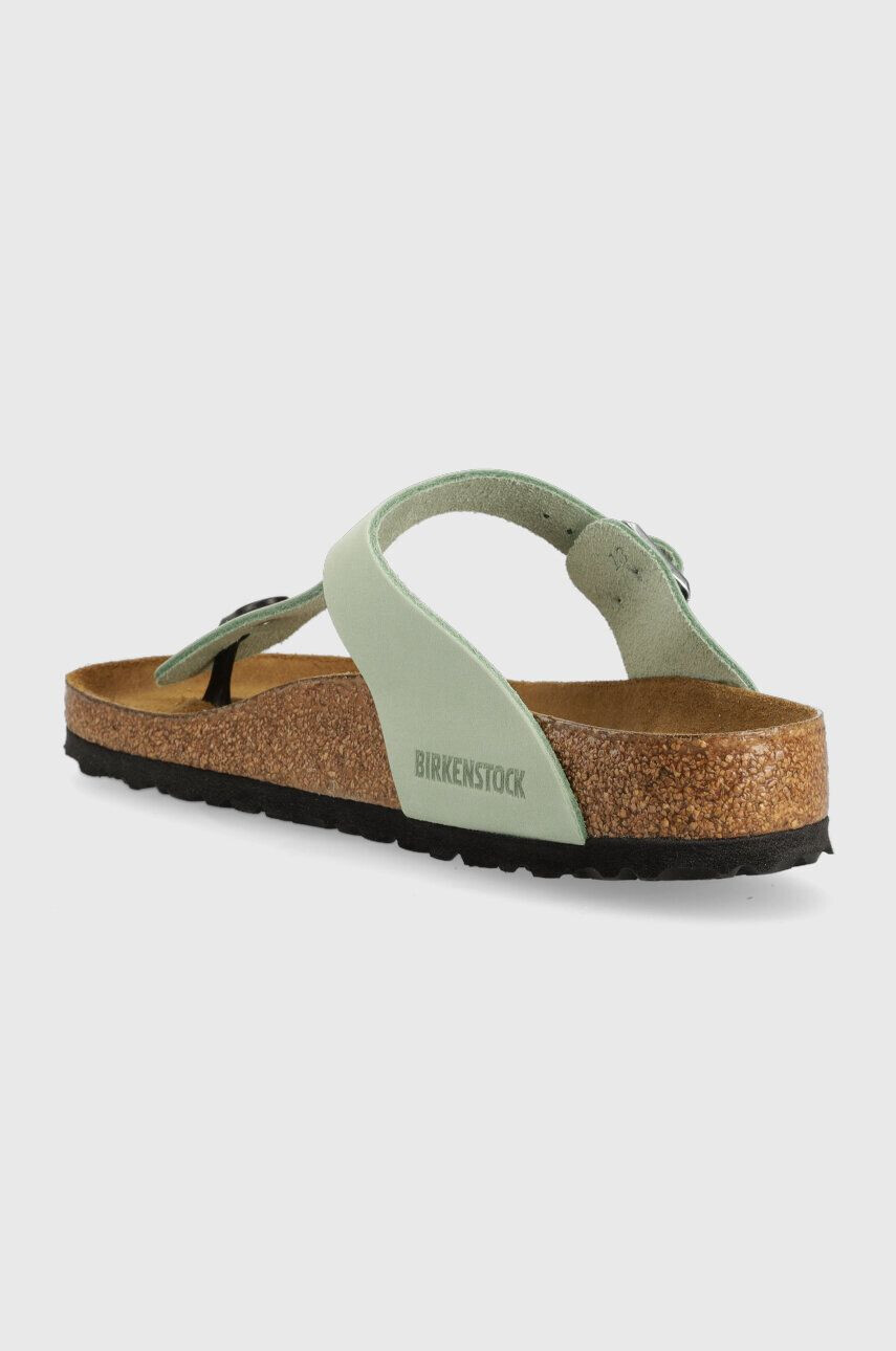 Birkenstock șlapi din piele întoarsă Gizeh SFB femei culoarea verde cu toc plat 1023973-pgreen - Pled.ro