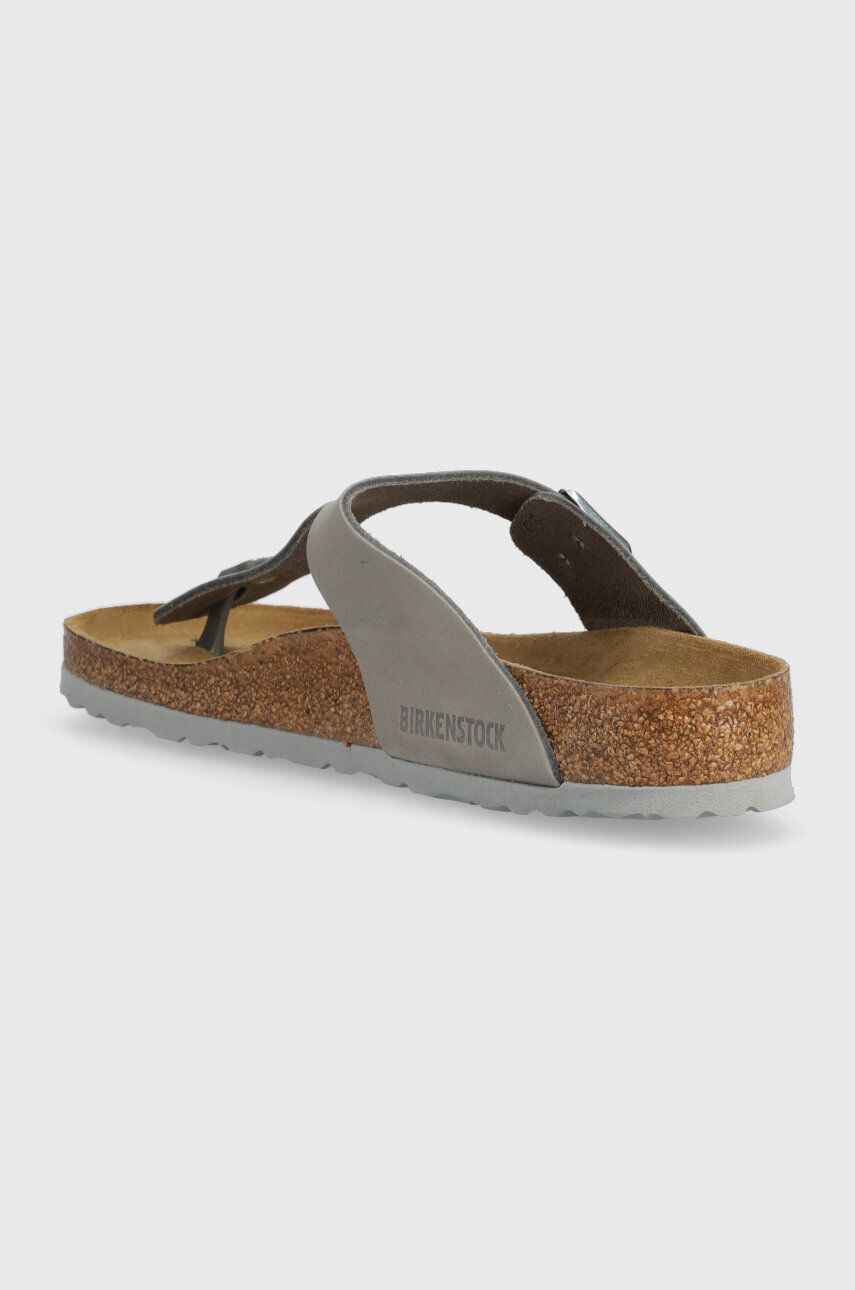 Birkenstock șlapi din piele întoarsă femei culoarea gri cu toc plat 1024127-lgrey - Pled.ro