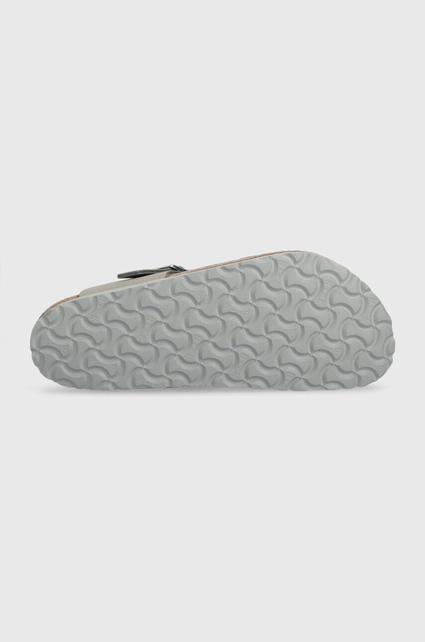 Birkenstock șlapi din piele întoarsă femei culoarea gri cu toc plat 1024127-lgrey - Pled.ro