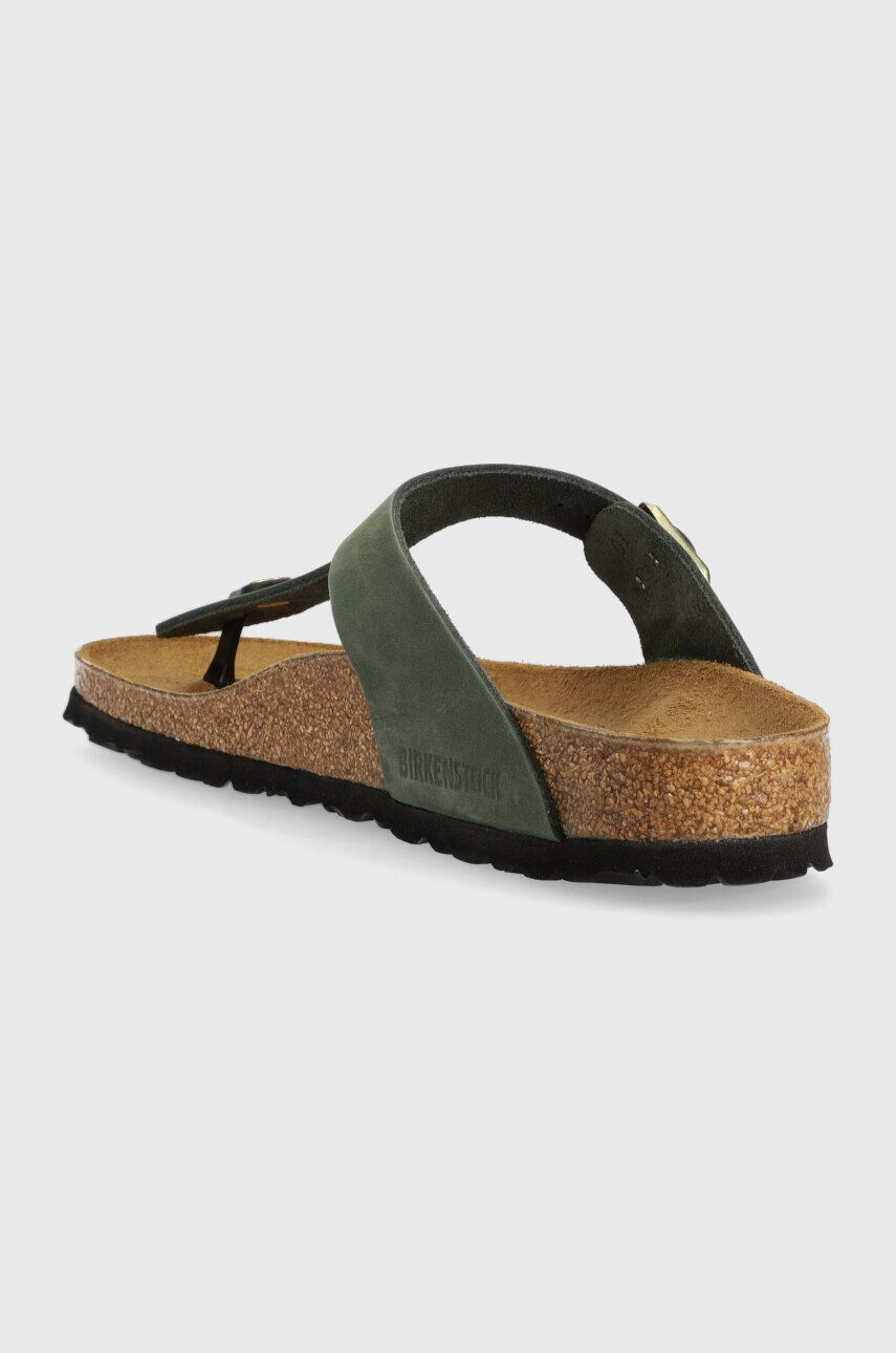 Birkenstock slapi din piele intoarsa Gizeh femei culoarea verde cu toc plat 1025790 - Pled.ro