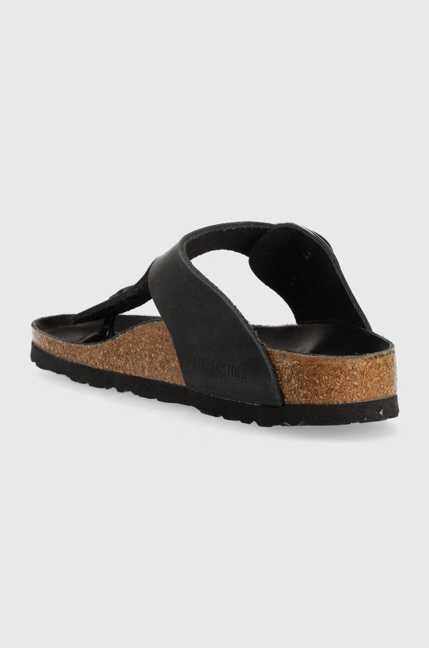 Birkenstock slapi din piele intoarsa Gizeh Big Buckle femei culoarea negru cu toc plat - Pled.ro