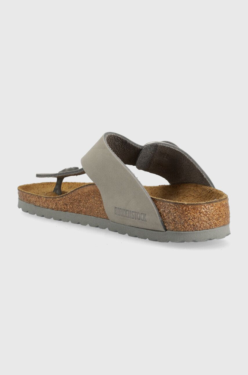 Birkenstock slapi din piele intoarsa Gizeh Big Buckle femei culoarea gri cu toc plat 1022205 - Pled.ro