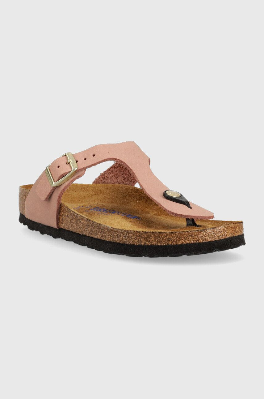 Birkenstock slapi din piele intoarsa Gizeh SFB femei culoarea roz cu toc plat 1024106 - Pled.ro