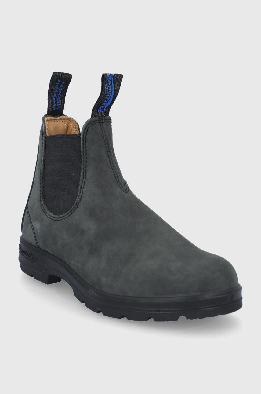 Blundstone botine din piele intoarsa femei culoarea gri cu toc plat - Pled.ro