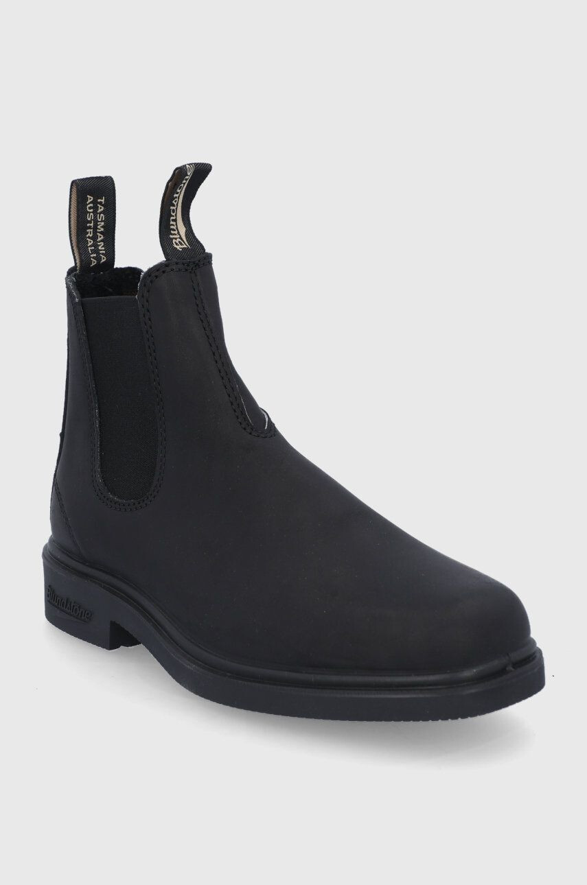 Blundstone Ghete Chelsea de piele 063 femei culoarea negru cu toc plat - Pled.ro