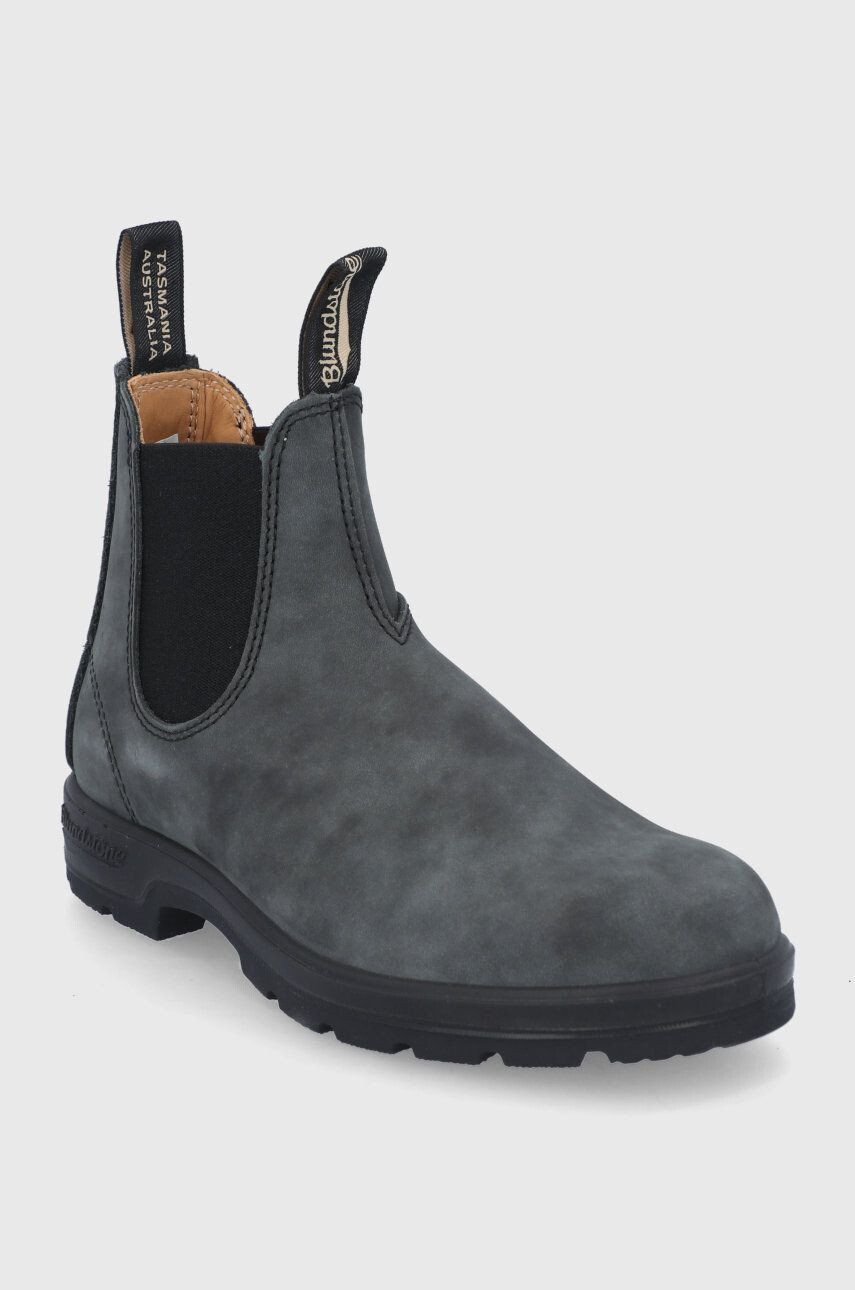 Blundstone Ghete Chelsea de piele 587 femei culoarea gri cu toc plat - Pled.ro