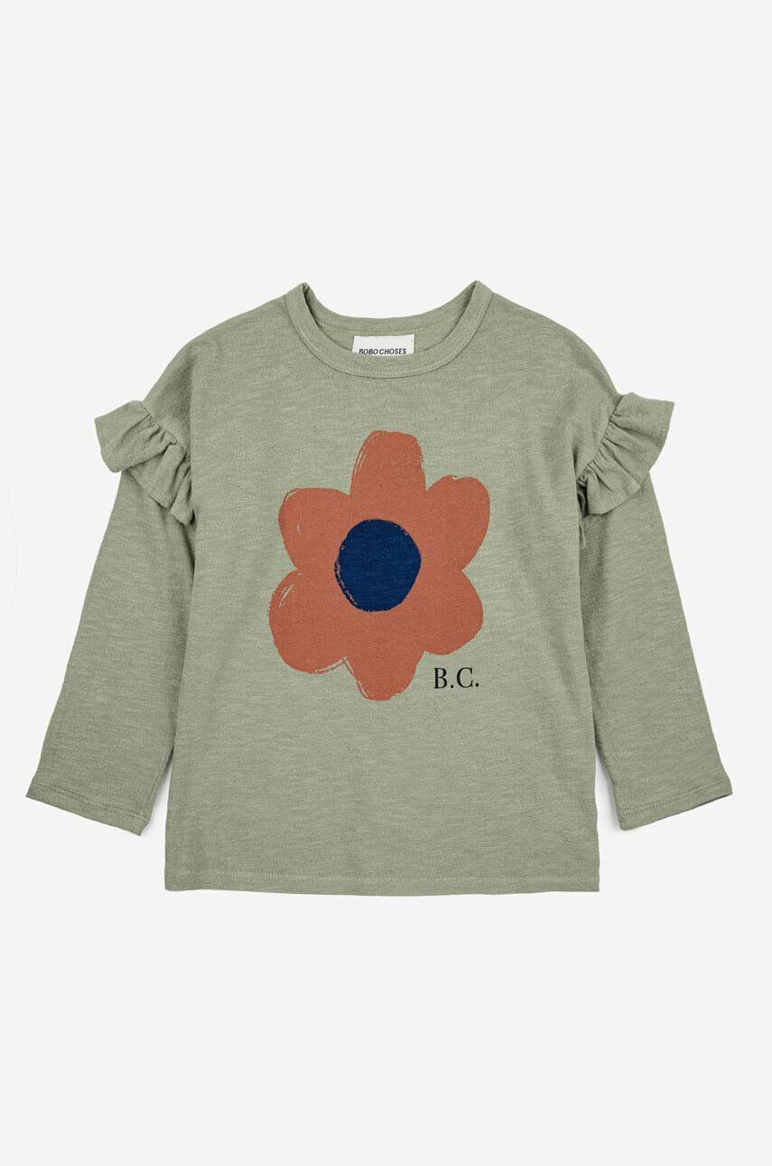 Bobo Choses longsleeve din bumbac pentru copii culoarea verde - Pled.ro