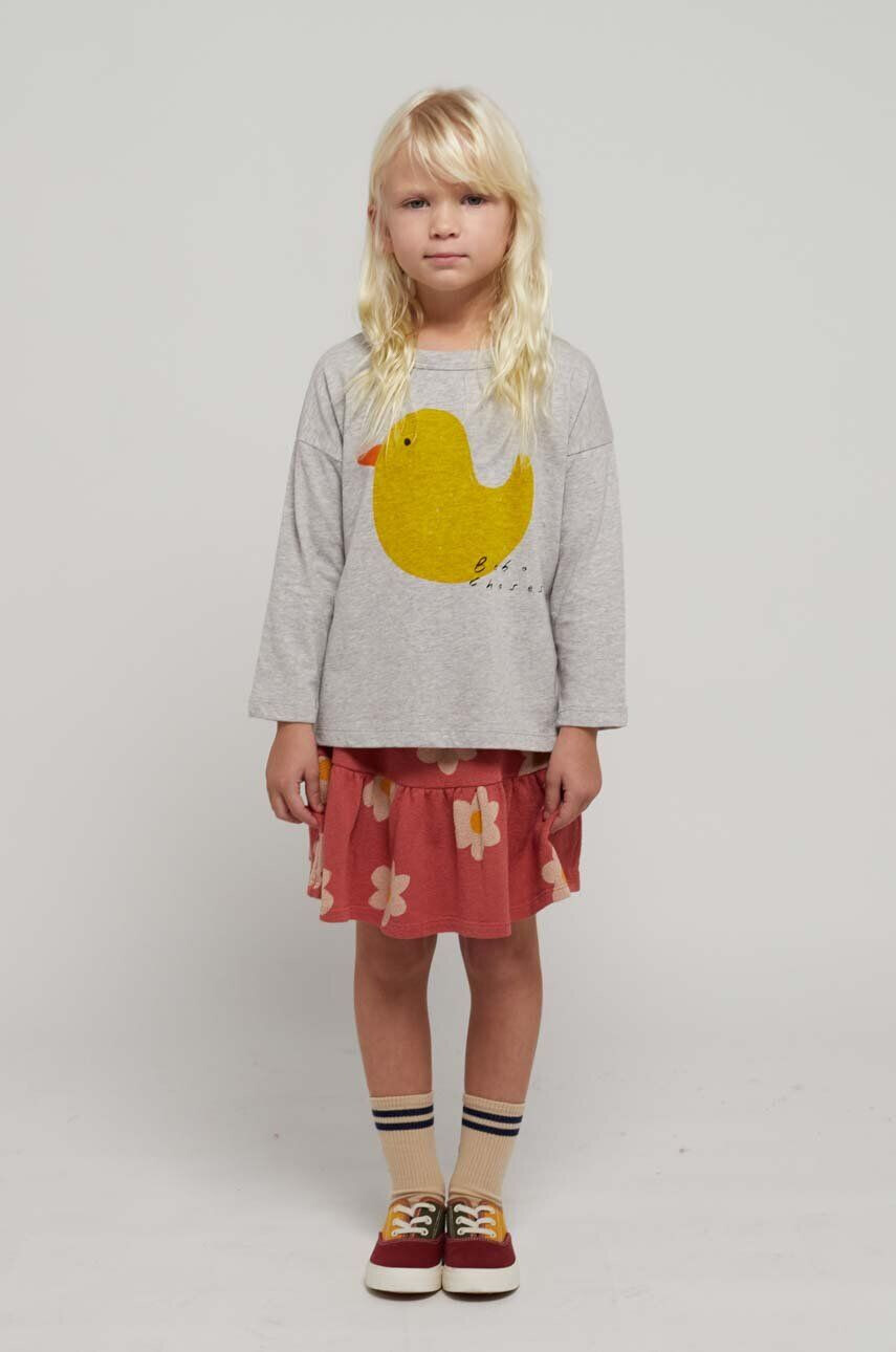 Bobo Choses longsleeve din bumbac pentru copii culoarea gri cu imprimeu - Pled.ro