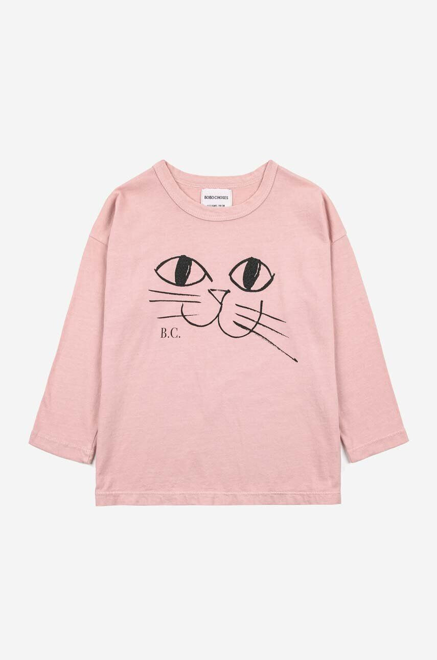 Bobo Choses longsleeve din bumbac pentru copii culoarea roz - Pled.ro