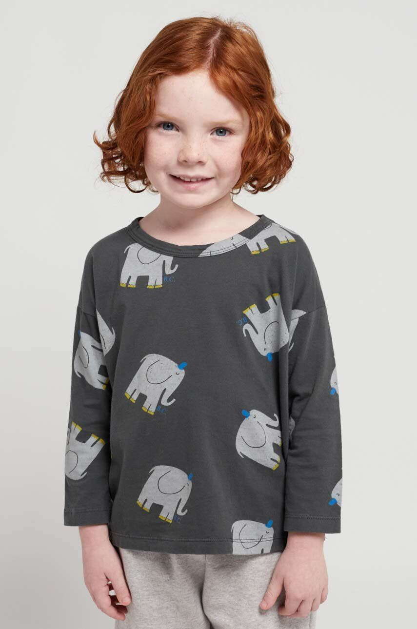 Bobo Choses longsleeve din bumbac pentru copii culoarea gri cu imprimeu - Pled.ro