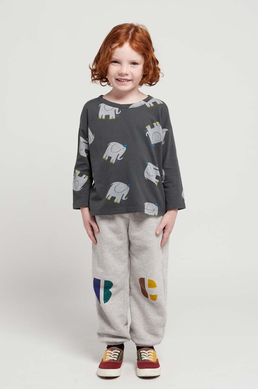 Bobo Choses longsleeve din bumbac pentru copii culoarea gri cu imprimeu - Pled.ro