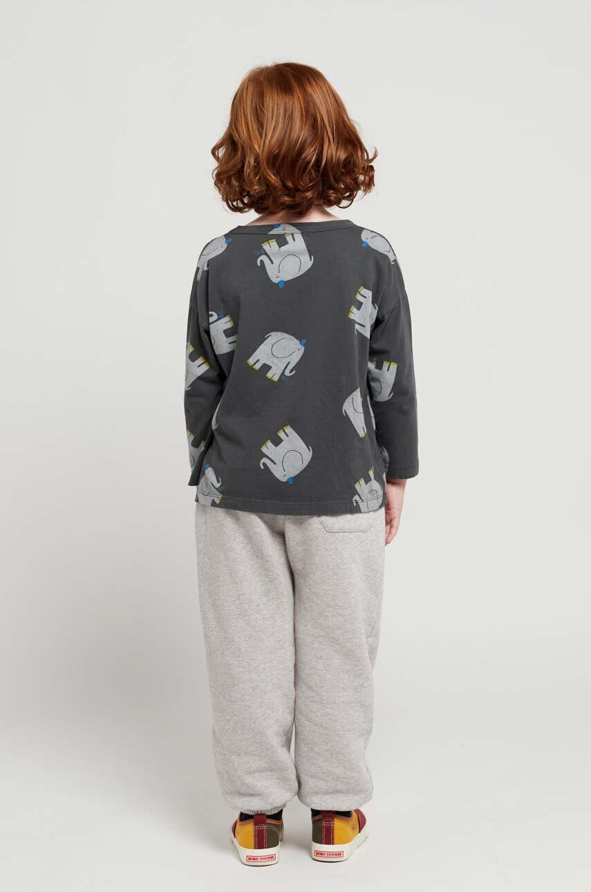 Bobo Choses longsleeve din bumbac pentru copii culoarea gri cu imprimeu - Pled.ro