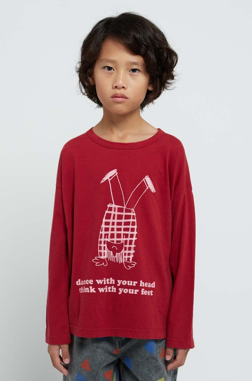 Bobo Choses longsleeve din bumbac pentru copii culoarea rosu cu imprimeu - Pled.ro