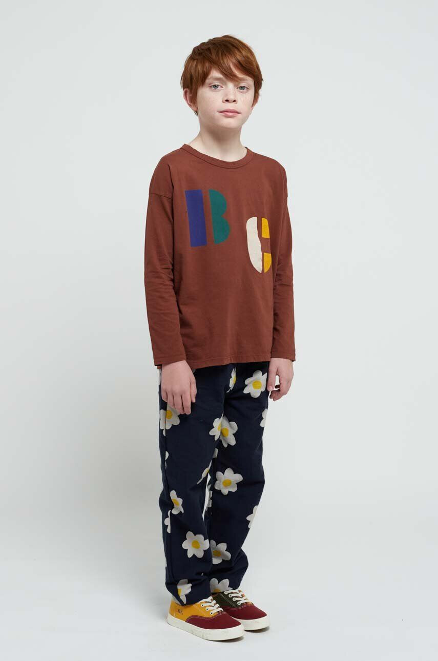 Bobo Choses pantaloni de bumbac pentru copii culoarea albastru marin modelator - Pled.ro