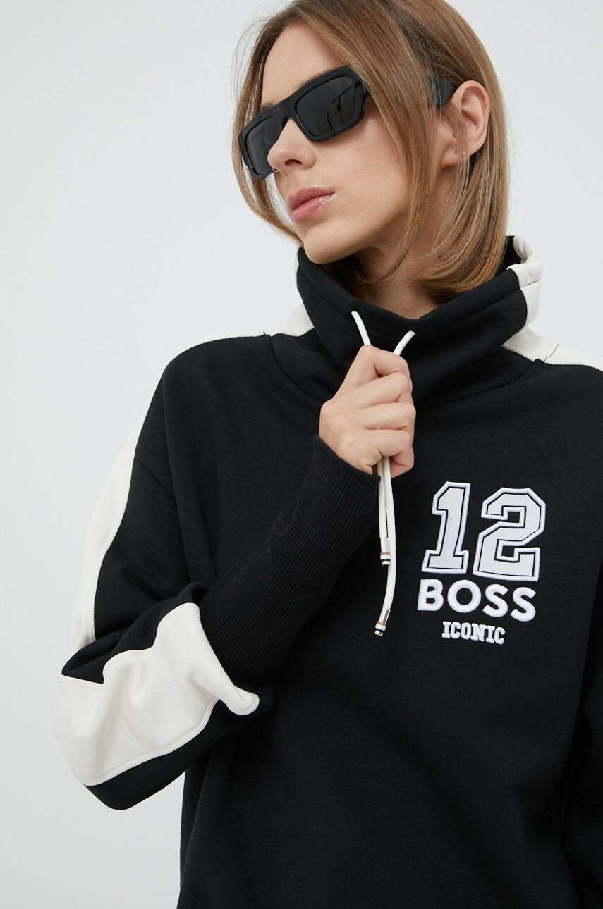 Boss bluza femei culoarea alb cu imprimeu - Pled.ro