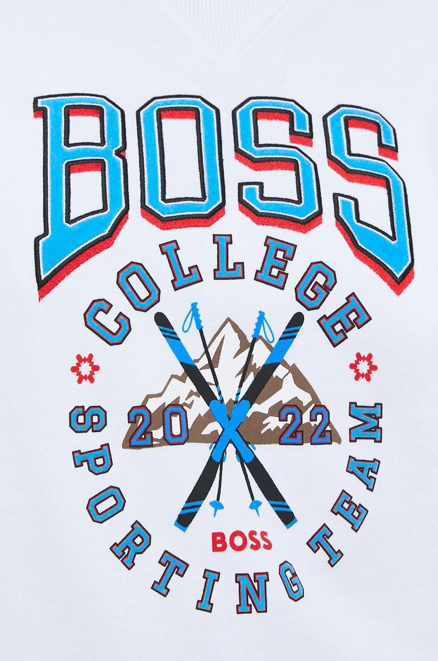 Boss bluza femei culoarea alb cu imprimeu - Pled.ro