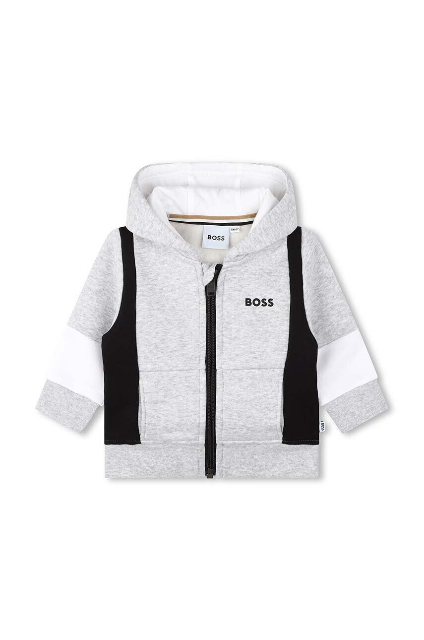 Boss bluza bebe culoarea gri cu glugă modelator - Pled.ro