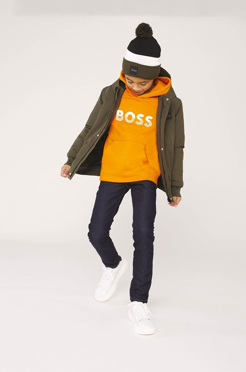 Boss bluza copii culoarea portocaliu cu imprimeu - Pled.ro