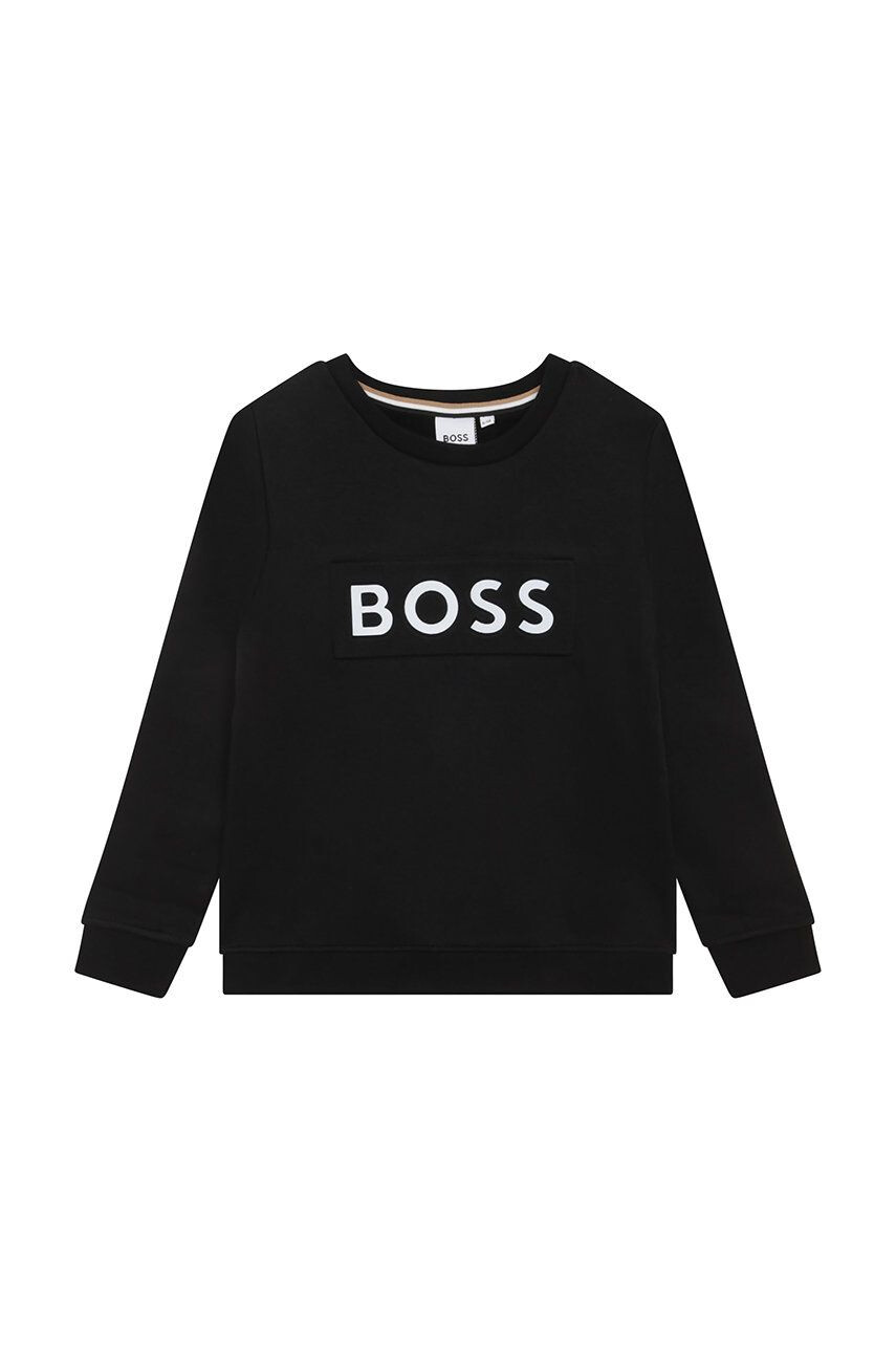 Boss bluza copii culoarea negru cu imprimeu - Pled.ro