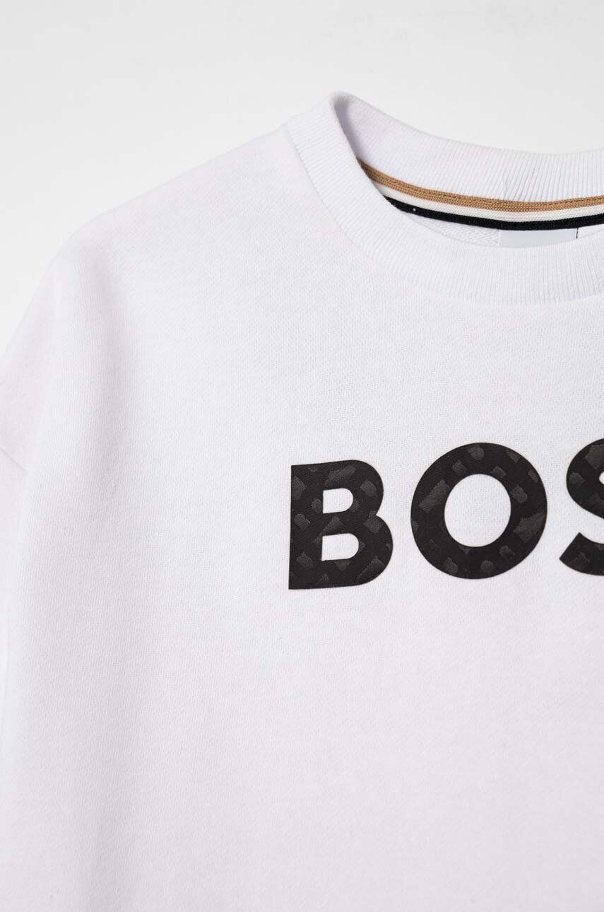 Boss bluza copii culoarea alb cu imprimeu - Pled.ro