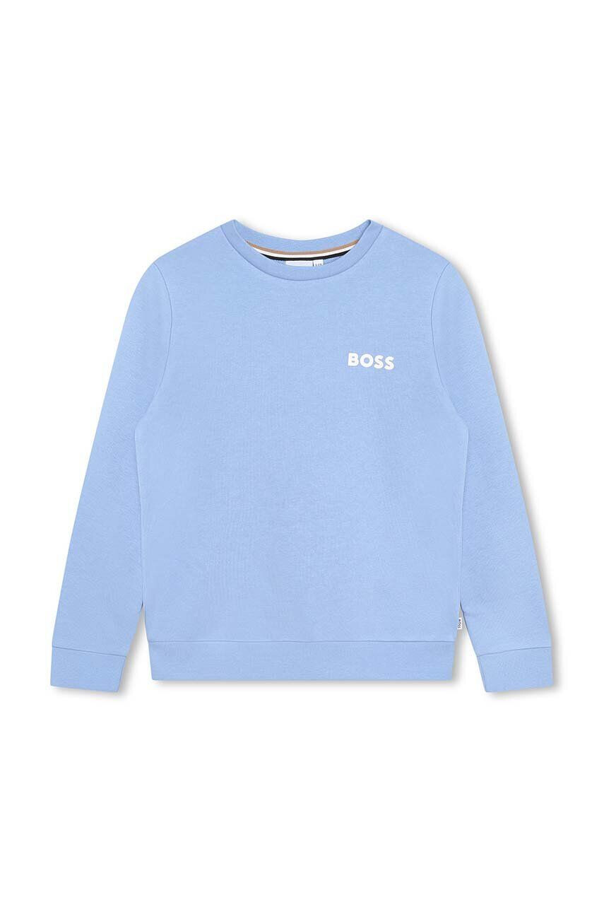 Boss bluza copii culoarea albastru marin cu imprimeu - Pled.ro