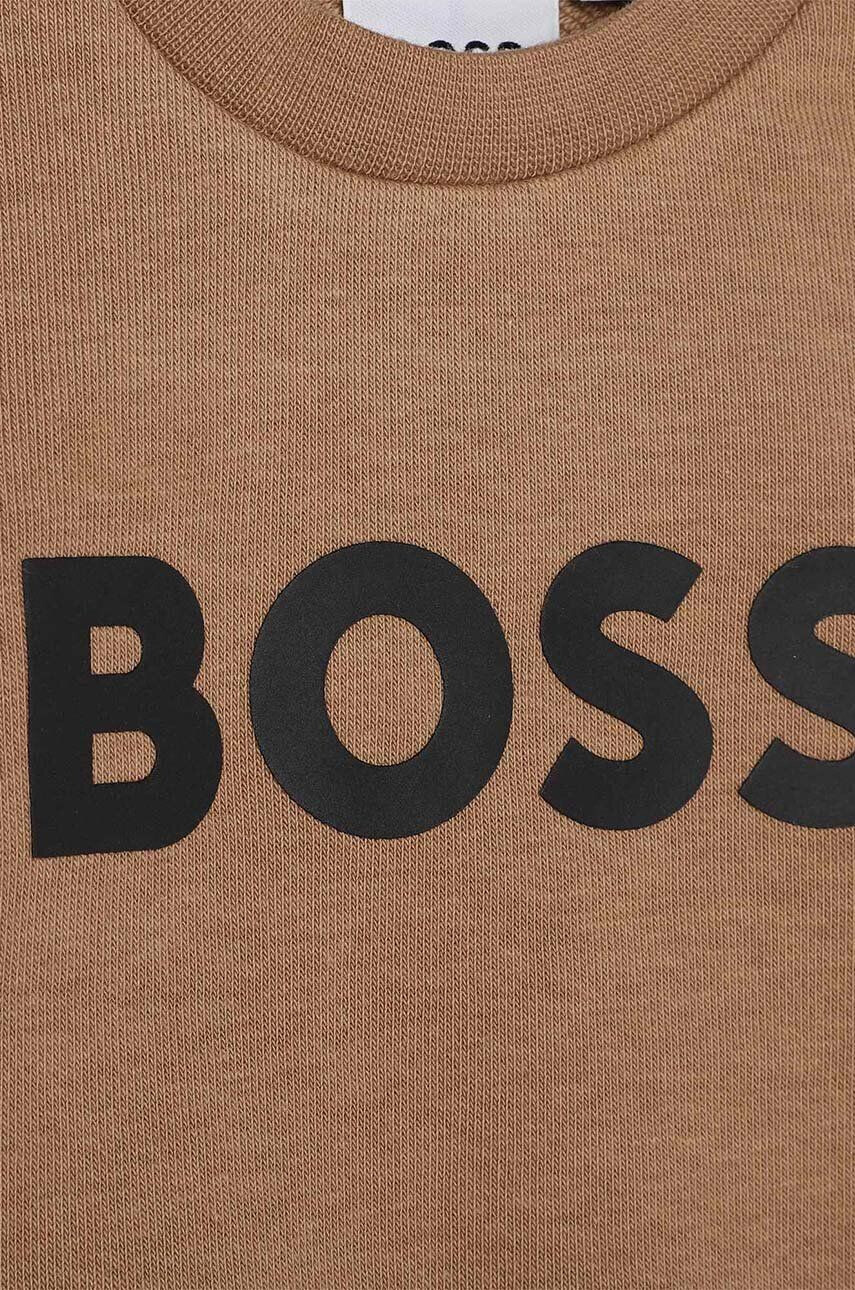 Boss bluza copii culoarea bej cu imprimeu - Pled.ro