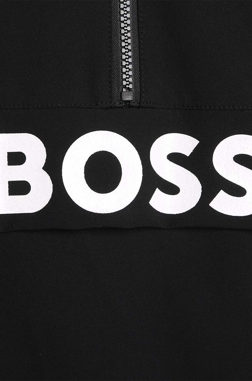 Boss bluza copii culoarea negru cu imprimeu - Pled.ro