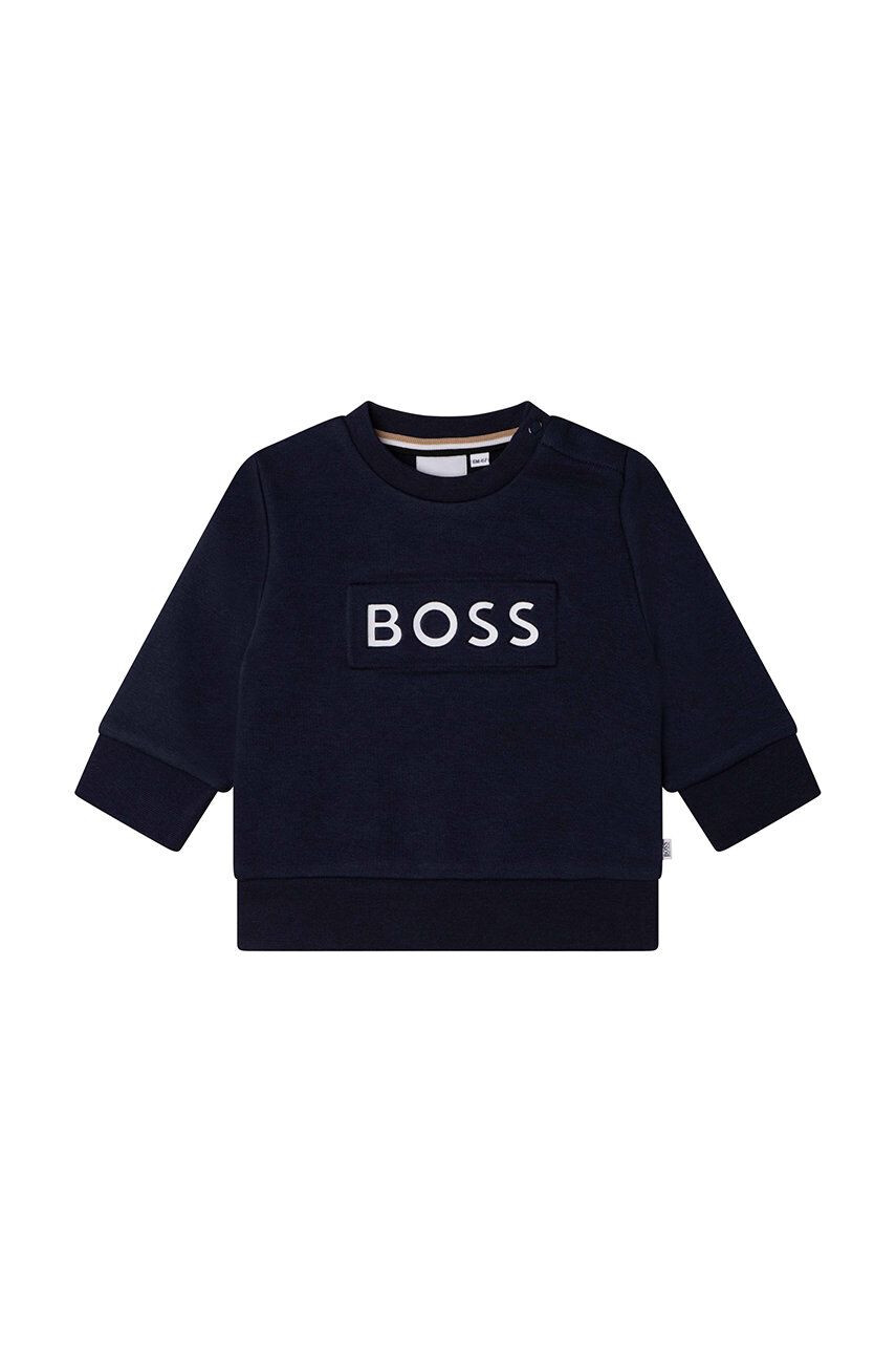 Boss bluza copii culoarea albastru marin cu imprimeu - Pled.ro