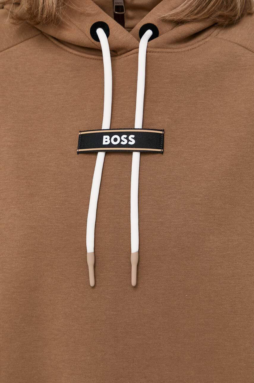 Boss bluza x Alica Schmidt femei culoarea maro cu glugă cu imprimeu - Pled.ro