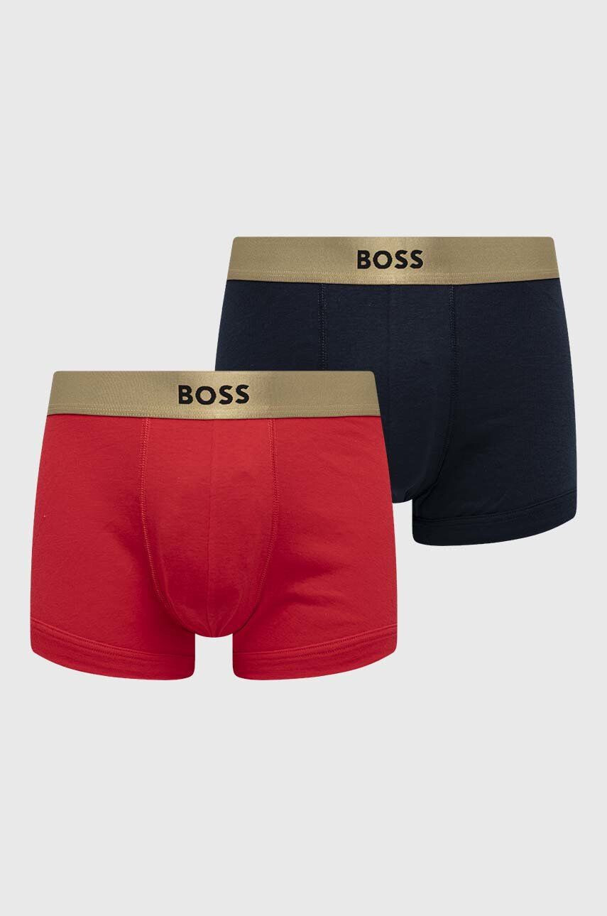 Boss boxeri de bumbac 2-pack culoarea rosu - Pled.ro