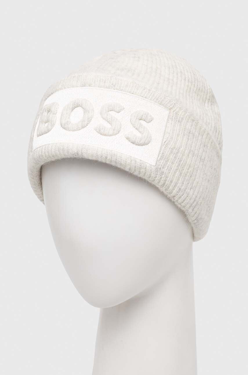 Boss caciula de lana culoarea alb de lana din tricot gros - Pled.ro