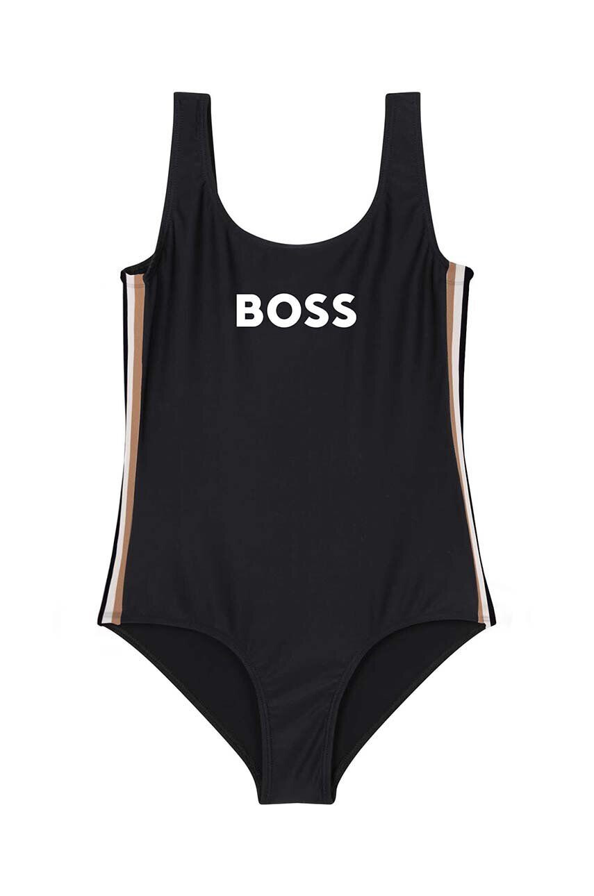 Boss costum de baie dintr-o bucată pentru copii culoarea negru - Pled.ro