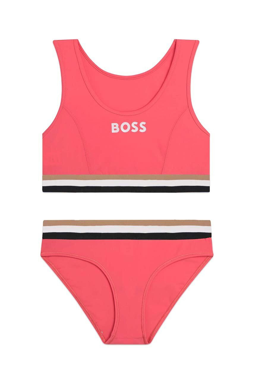 Boss costum de baie pentru copii din două piese culoarea rosu - Pled.ro