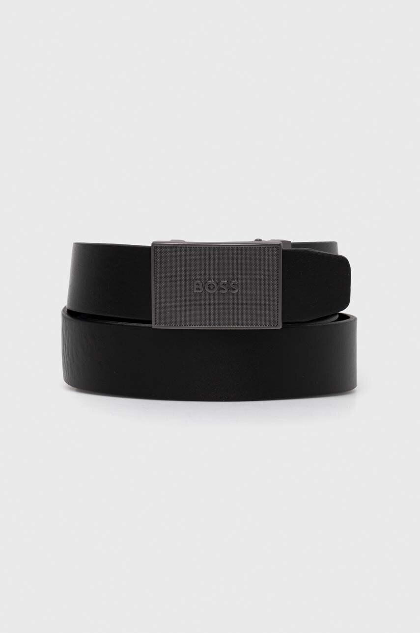 Boss curea de piele barbati culoarea negru - Pled.ro