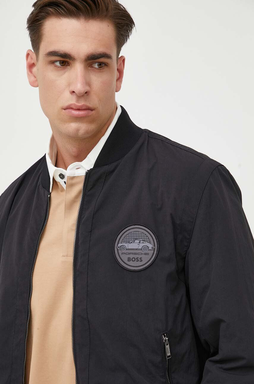 Boss geaca bomber x Porsche barbati culoarea negru de tranzitie - Pled.ro