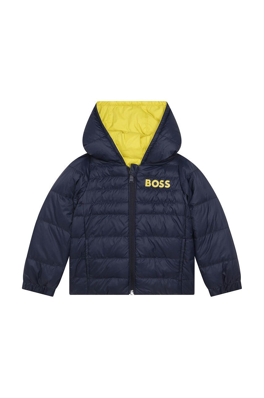 Boss geaca de puf reversibila pentru copii culoarea galben - Pled.ro