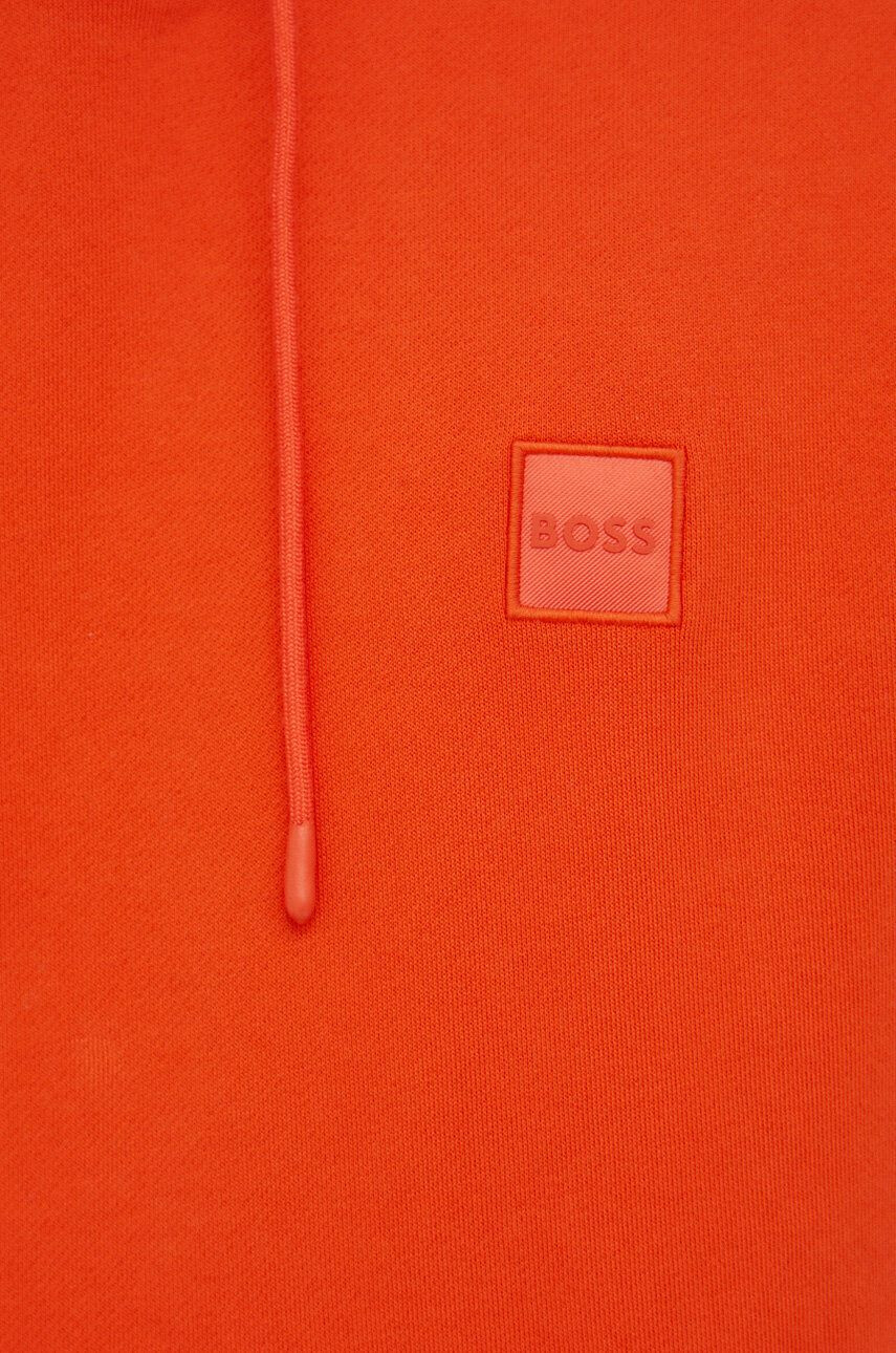 Boss Orange BOSS hanorac de bumbac BOSS CASUAL barbati culoarea negru cu glugă neted - Pled.ro